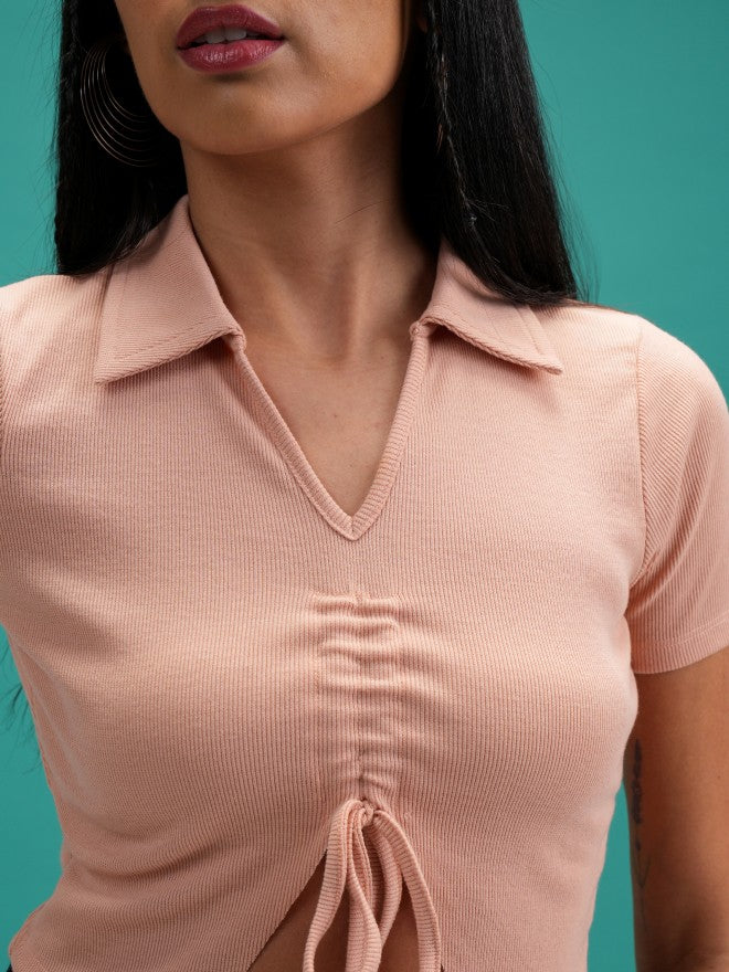 Tokyo Talkies Women Nude Solid Regular Top - Nude - Image 5