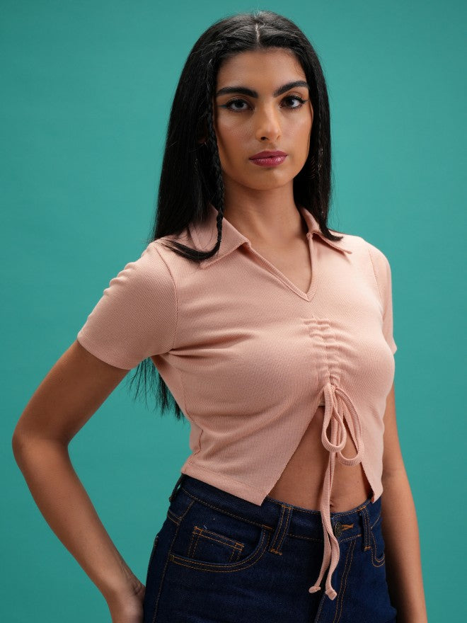 Tokyo Talkies Women Nude Solid Regular Top - Nude - Image 6