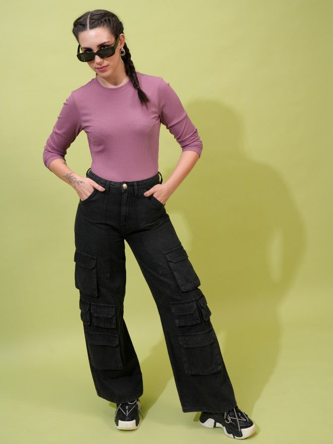 Tokyo Talkies Women Mauve Solid Fitted Top - Mauve - Image 2