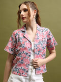 Tokyo Talkies Women Pink Printed Shirt Style Top - Pink - Image 1
