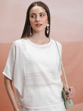 Tokyo Talkies Women White Self Design Regular Top - White - Image 1