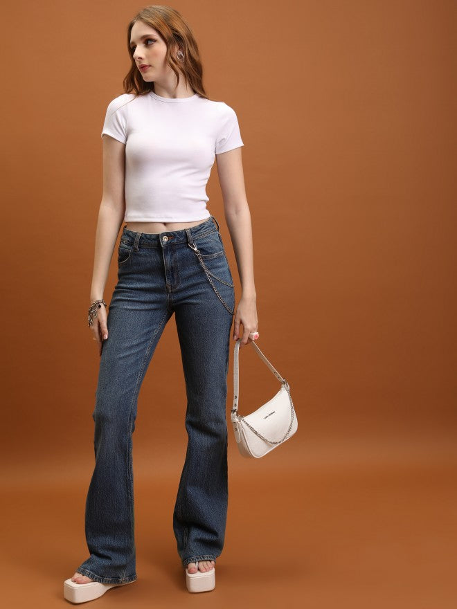 Tokyo Talkies Women White Solid Fitted Top - White - Image 2