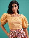 Tokyo Talkies Women Yellow Solid Regular Top - Yellow - Image 1