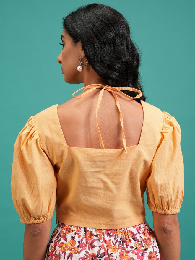 Tokyo Talkies Women Yellow Solid Regular Top - Yellow - Image 3