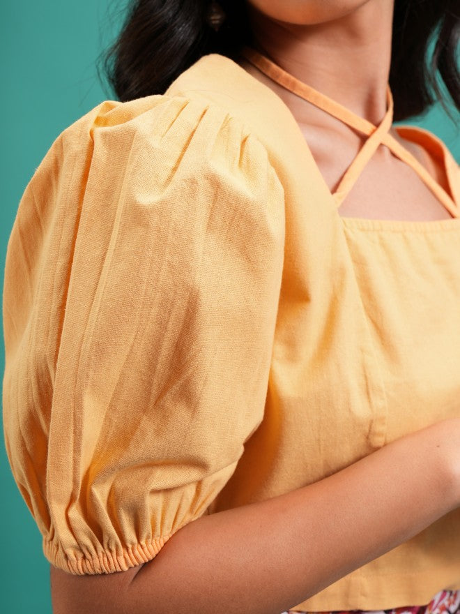 Tokyo Talkies Women Yellow Solid Regular Top - Yellow - Image 5