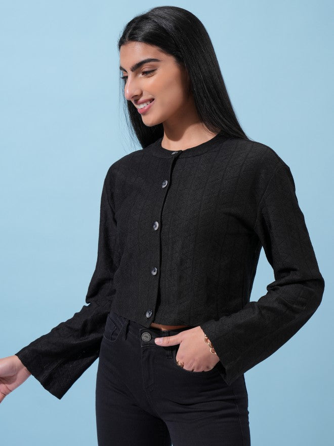 Tokyo Talkies Women Black Solid Fitted Top - Black - Image 4