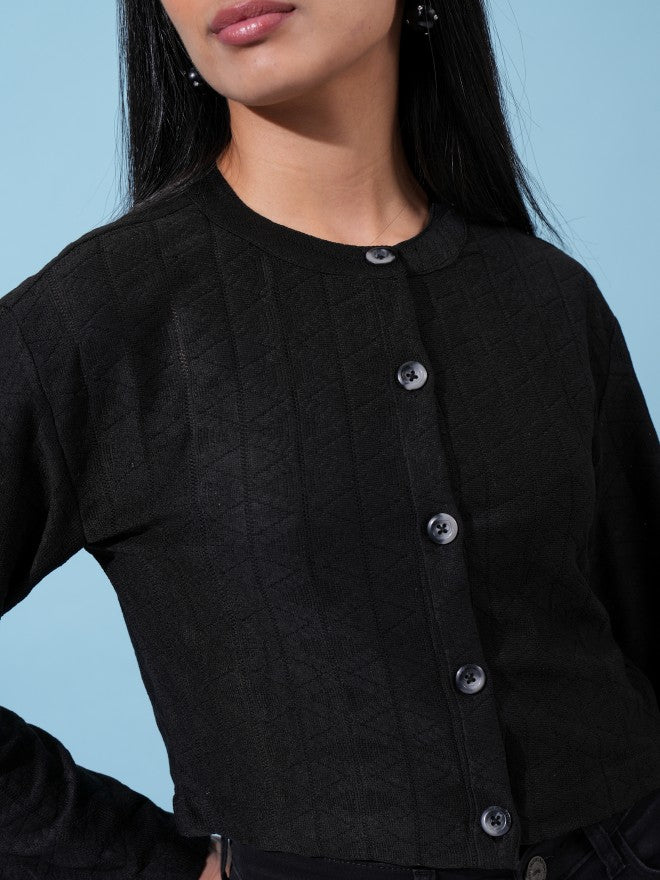 Tokyo Talkies Women Black Solid Fitted Top - Black - Image 5