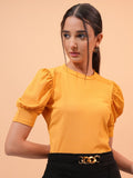 Tokyo Talkies Women Yellow Solid Regular Top - Yellow - Image 1