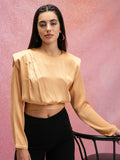 Tokyo Talkies Women Beige Solid Regular Top - Beige - Image 1