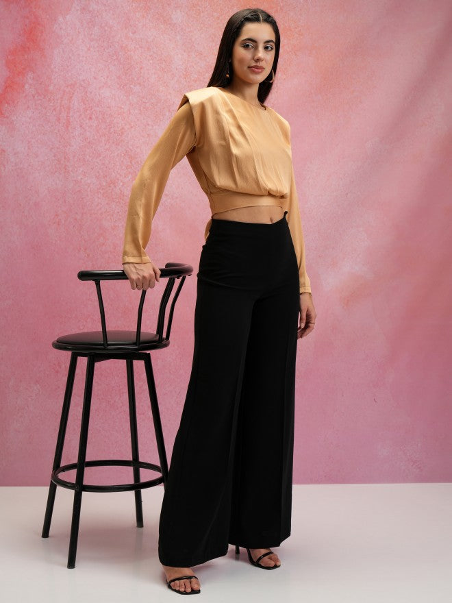 Tokyo Talkies Women Beige Solid Regular Top - Beige - Image 2