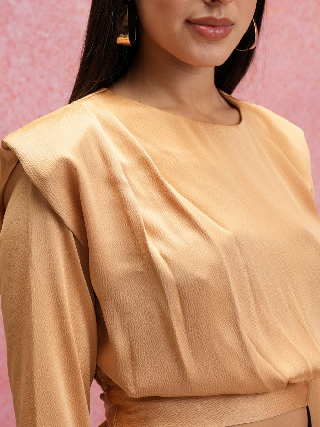 Tokyo Talkies Women Beige Solid Regular Top - Beige - Image 5