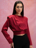 Tokyo Talkies Women Maroon Solid Regular Top - Maroon - Image 1