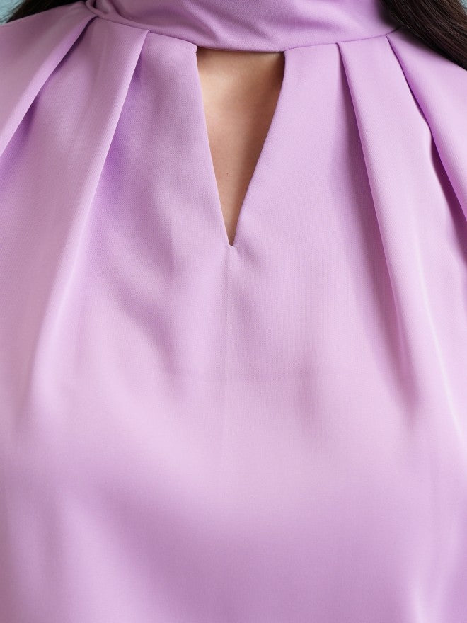 Tokyo Talkies Women Lavender Solid Blouson Top - Lavender - Image 7