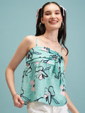 Tokyo Talkies Women Green Printed Peplum Top - Green - Image 1