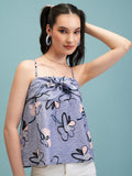 Tokyo Talkies Women Blue Printed Regular Top - Blue - Image 1