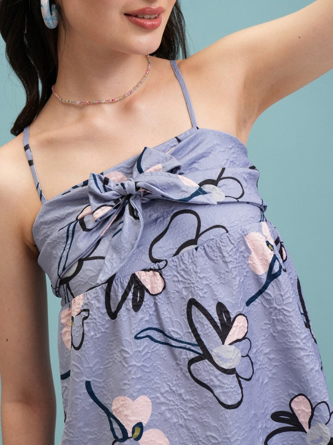 Tokyo Talkies Women Blue Printed Regular Top - Blue - Image 5