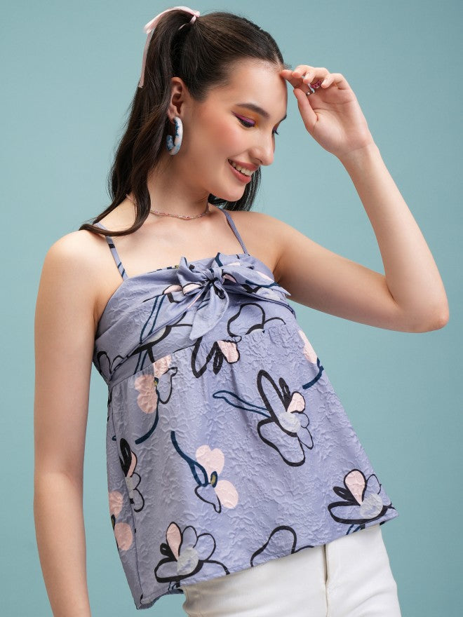 Tokyo Talkies Women Blue Printed Regular Top - Blue - Image 6