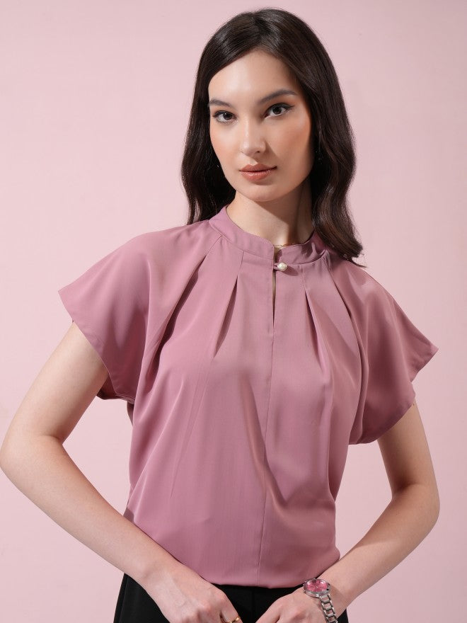 Tokyo Talkies Women Pink Solid Regular Top - Pink - Image 1