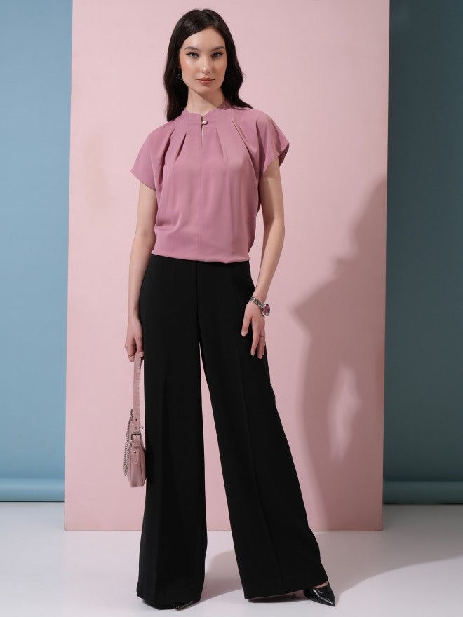 Tokyo Talkies Women Pink Solid Regular Top - Pink - Image 2