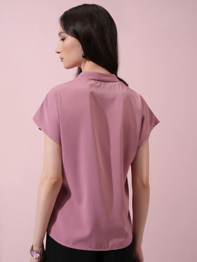 Tokyo Talkies Women Pink Solid Regular Top - Pink - Image 3