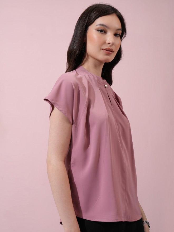 Tokyo Talkies Women Pink Solid Regular Top - Pink - Image 6