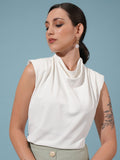 Tokyo Talkies Women White Regular Solid Top - White - Image 1