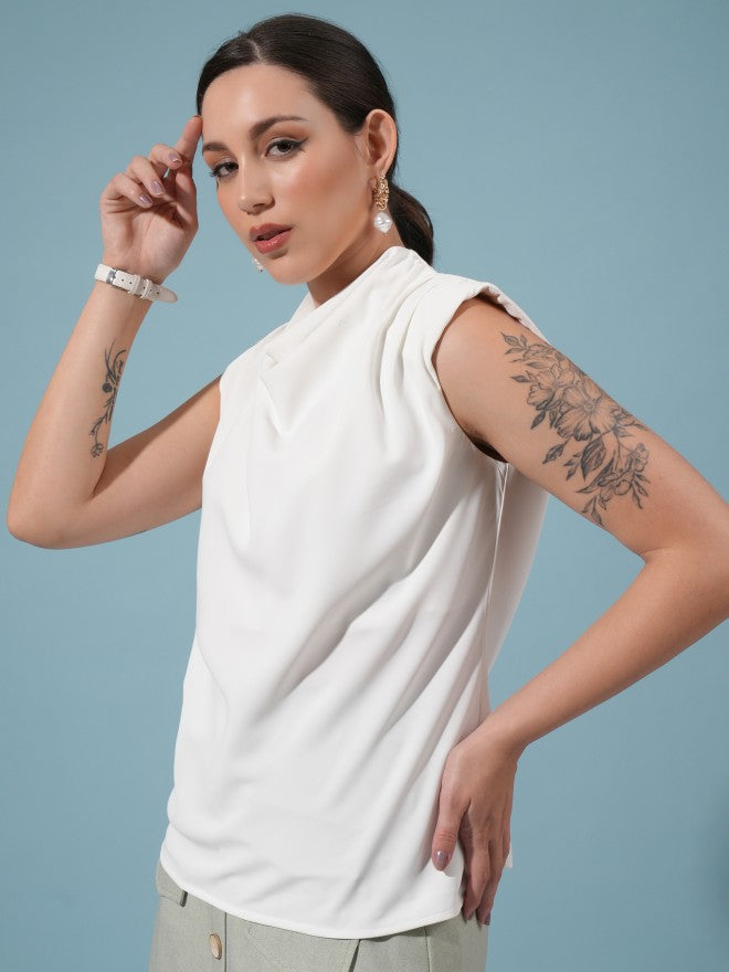 Tokyo Talkies Women White Regular Solid Top - White - Image 4