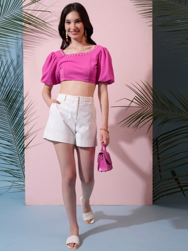 Tokyo Talkies Women Pink Solid Regular Top - Pink - Image 2