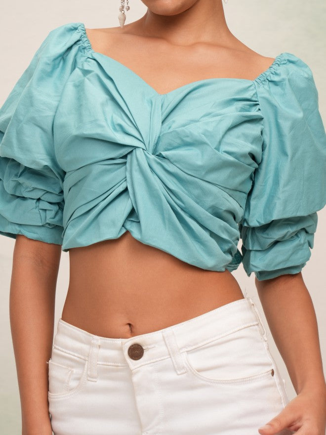 Tokyo Talkies Women Teal Solid High-Low Top - Teal - Image 5