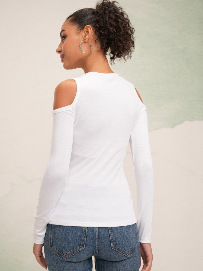 Tokyo Talkies Women White Solid Fitted Top - White - Image 3