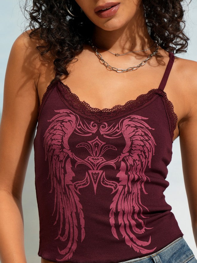 Tokyo Talkies Women Burgundy Printed Fitted Top - Burgundy - Image 5