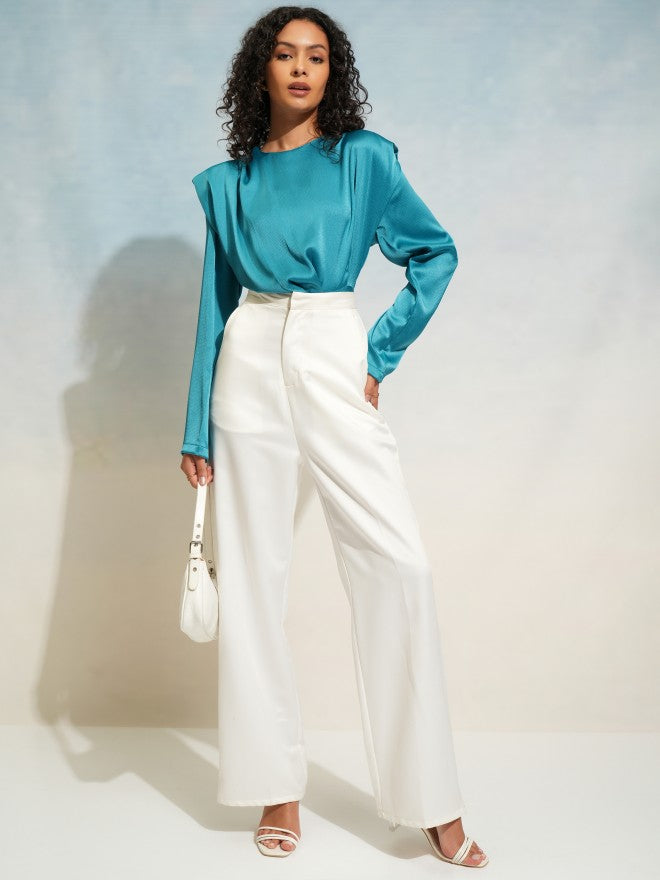 Tokyo Talkies Women Blue Solid Regular Top - Blue - Image 2