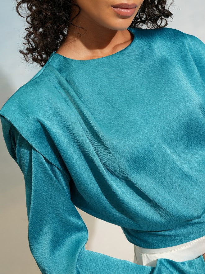Tokyo Talkies Women Blue Solid Regular Top - Blue - Image 5