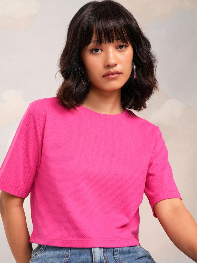 Tokyo Talkies Women Pink Solid Regular Top - Pink - Image 1