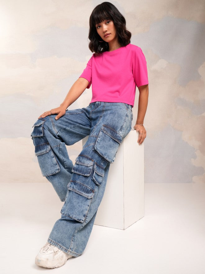 Tokyo Talkies Women Pink Solid Regular Top - Pink - Image 2