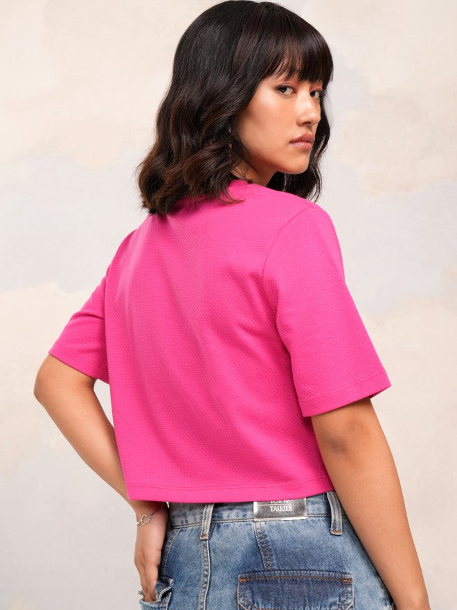 Tokyo Talkies Women Pink Solid Regular Top - Pink - Image 3