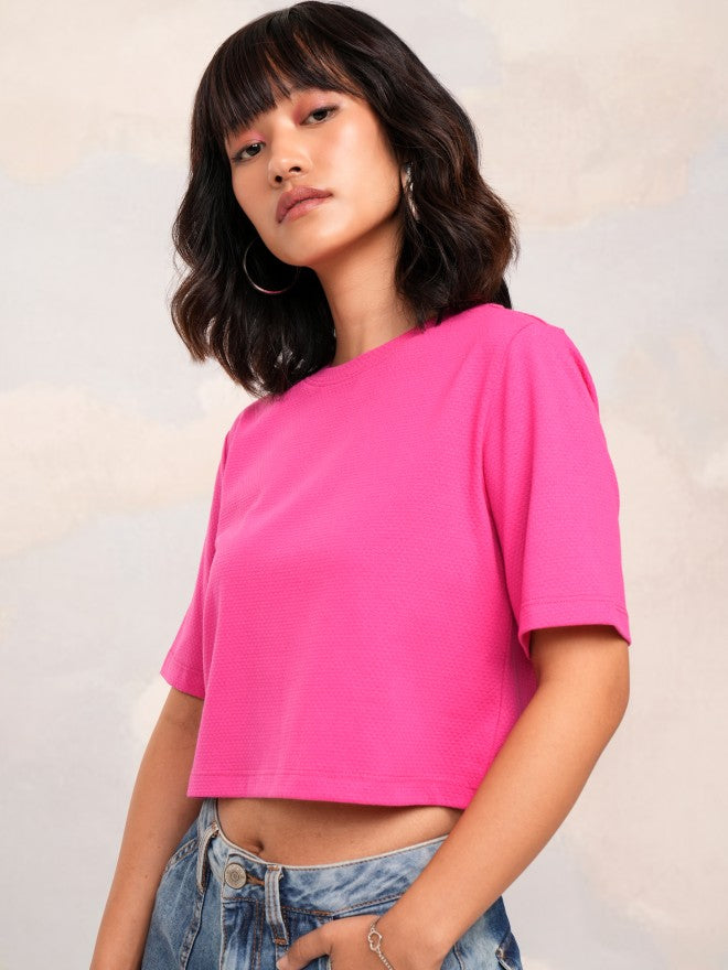 Tokyo Talkies Women Pink Solid Regular Top - Pink - Image 4