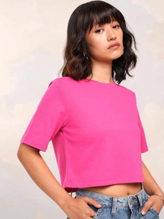 Tokyo Talkies Women Pink Solid Regular Top - Pink - Image 6