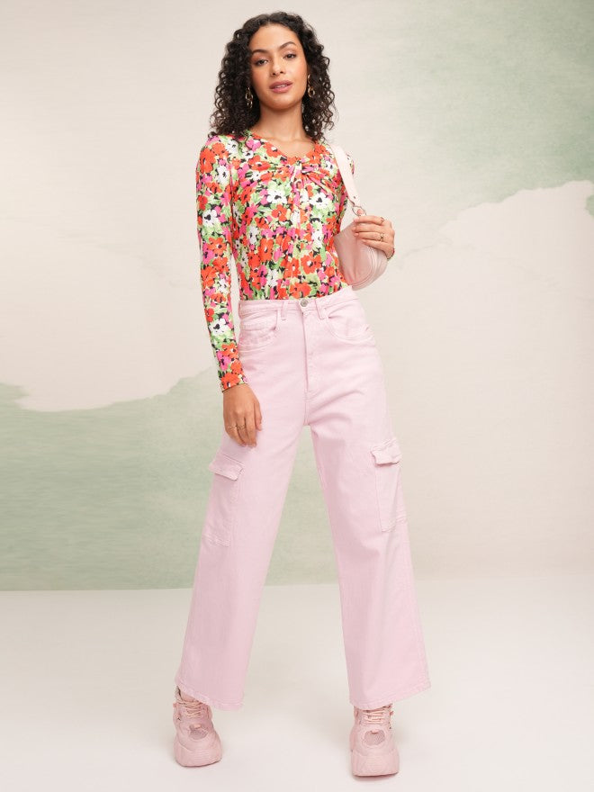 Tokyo Talkies Women Red Printed Regular Top - Red - Image 2