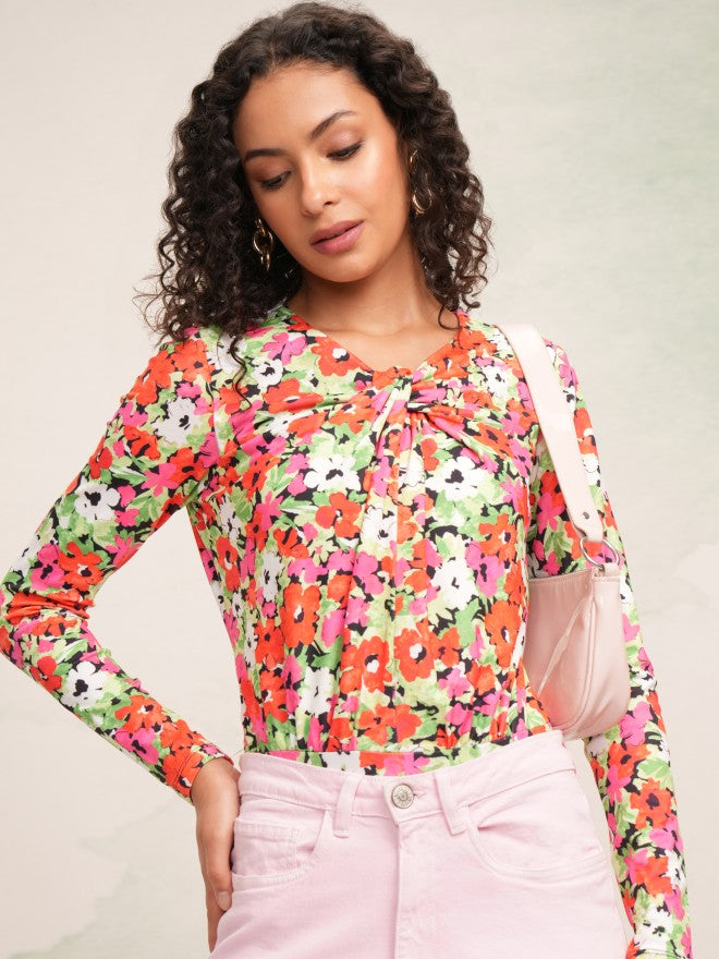 Tokyo Talkies Women Red Printed Regular Top - Red - Image 4