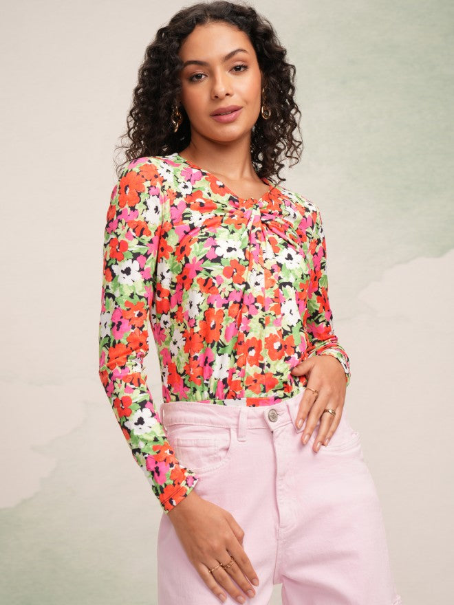 Tokyo Talkies Women Red Printed Regular Top - Red - Image 6