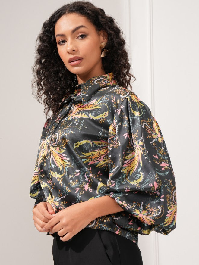 Tokyo Talkies Women Green Printed Shirt Style Top - Green - Image 4