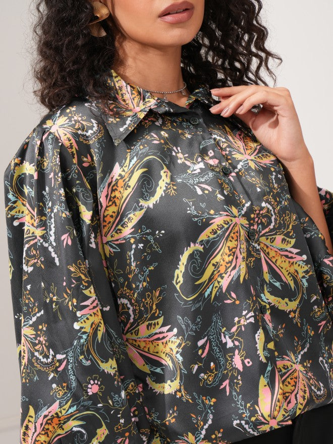 Tokyo Talkies Women Green Printed Shirt Style Top - Green - Image 5