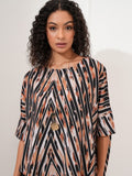 Tokyo Talkies Women Beige Printed Asymmetrical Hem Top - Beige - Image 1