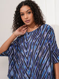 Tokyo Talkies Women Blue Printed Shirt Style Top - Blue - Image 1