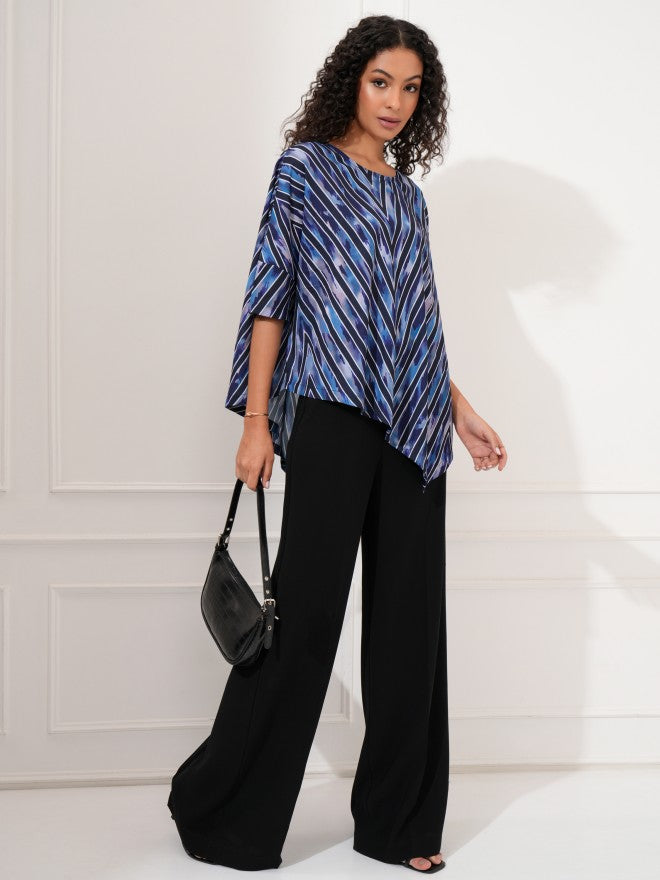 Tokyo Talkies Women Blue Printed Shirt Style Top - Blue - Image 2