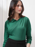 Tokyo Talkies Women Green Solid Wrap Top - Green - Image 1
