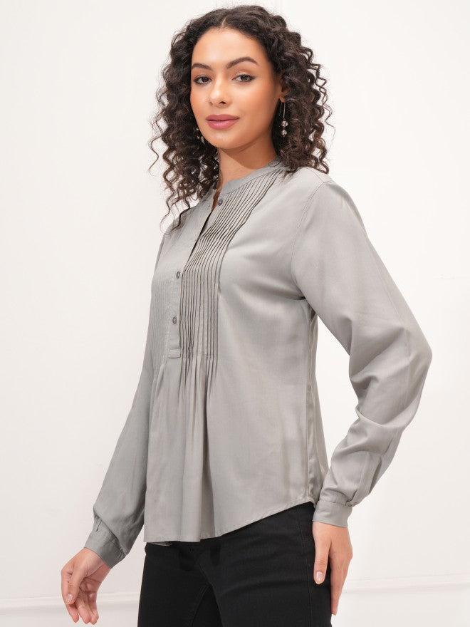 Tokyo Talkies Women Grey Solid Empire Top - Grey - Image 4