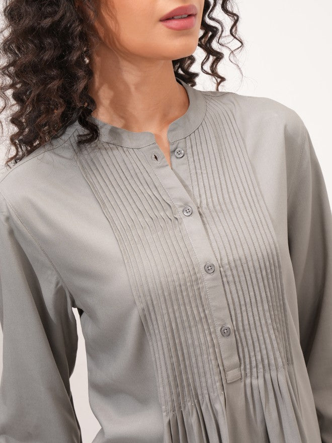 Tokyo Talkies Women Grey Solid Empire Top - Grey - Image 5