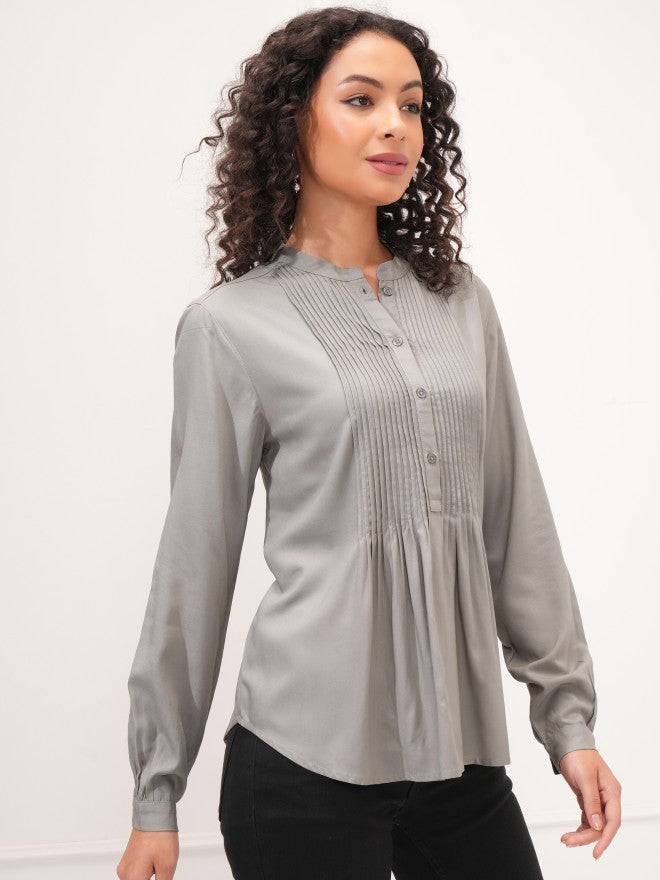 Tokyo Talkies Women Grey Solid Empire Top - Grey - Image 6